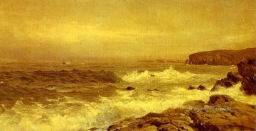  rock Oil Painting - Rocky Sea Coast scenery William Trost Richards